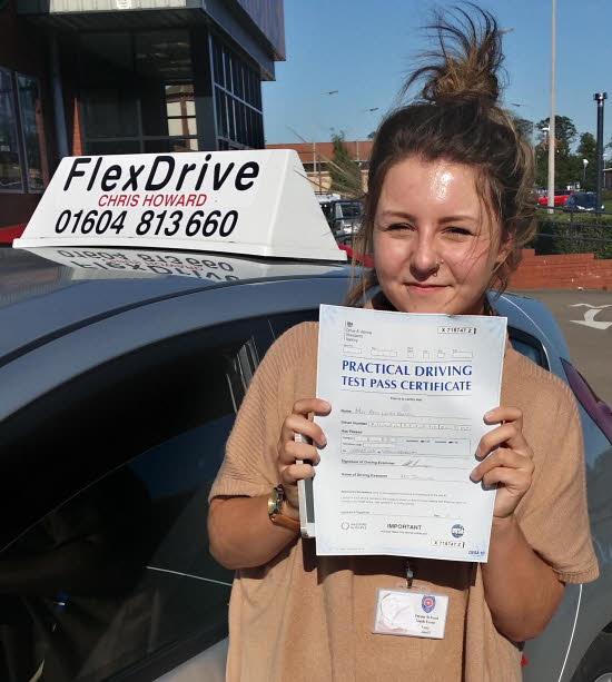 Driving lessons in earlsbarton. Amy ansell passes 1st time with flexdrive driving school