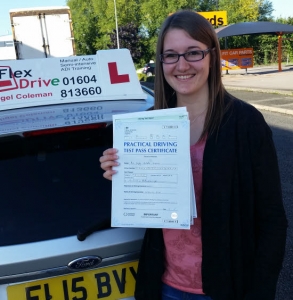 Driving lessons in wellingborough | Hayley Greaves passes 1st time with Flexdrive Driving School