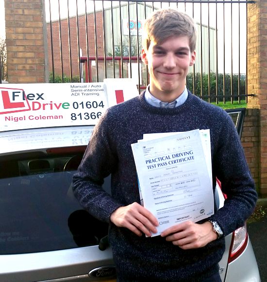 Northampton Driving Lessons | Lewis passed 1st time with Flexdrive Driving School