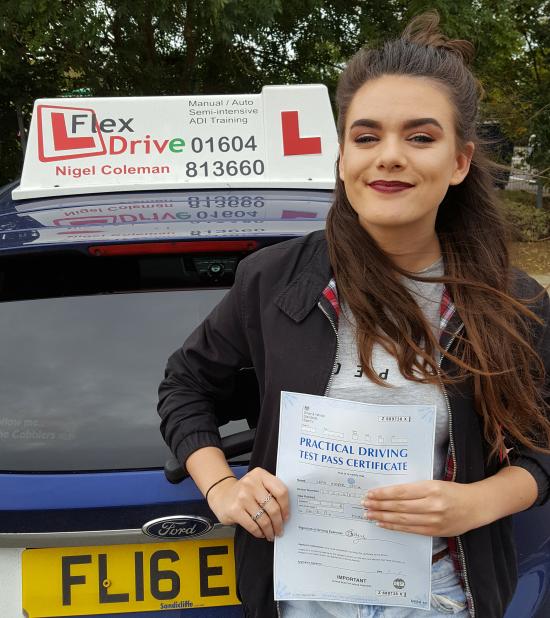 Driving Lessons Kettering | Leah passed with Flexdrive Driving School