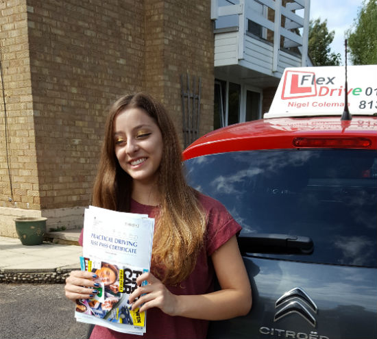 Driving Lessons in Kettering | Mariella passed with Flexdrive Driving School